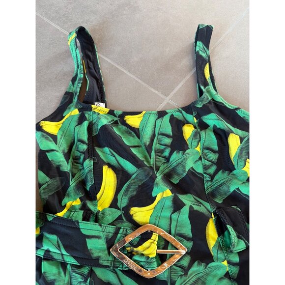 Ganni Recycled Belted One Piece Swimsuit Banana Tree Black Womens Size 34 US 2 - Picture 6 of 9